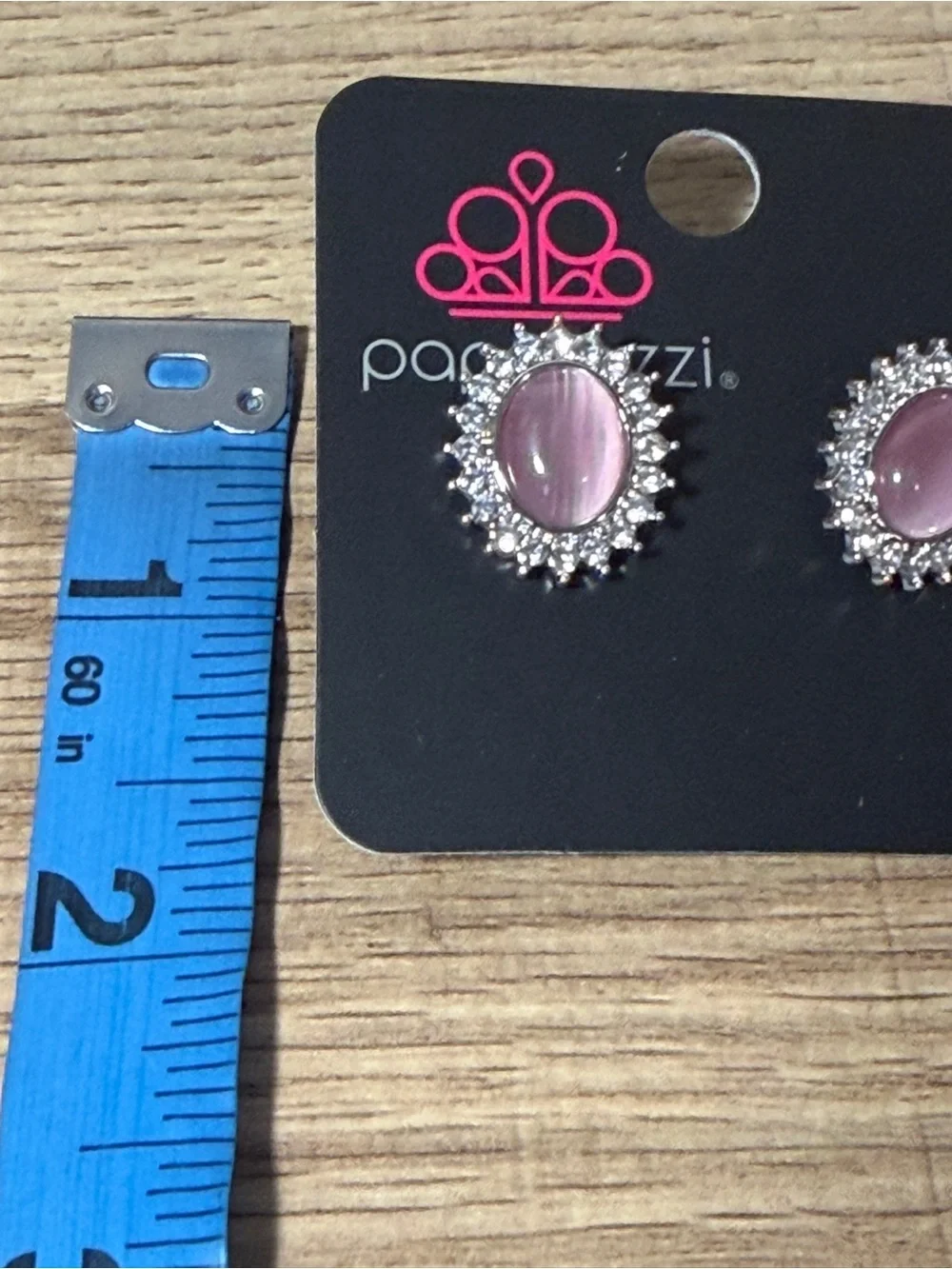 Paparazzi Silver Pink Cat's Eye Halo Earrings
